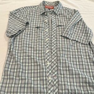 Mens simms fishing products short sleeve casting shirt size large